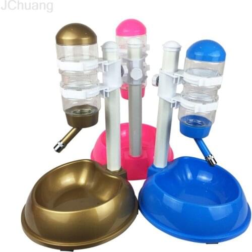 Pet Cat Dog Water Drinker Dispenser Food Stand Feeder Dish Liftable Water Bottle Automatic Fountain Drinker