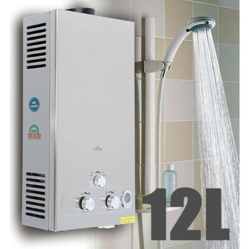 12L 20KW Propane Gas LPG Tankless Hot Water Heater Stainless Steel Instant Boiler with Shower Accessories