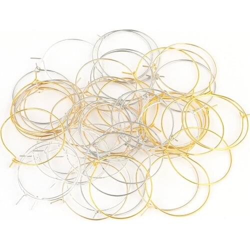 30pcs 20 25 30 35mm Earrings Circle Ear Wire Hoops Earrings Wires For Jewelry Findings