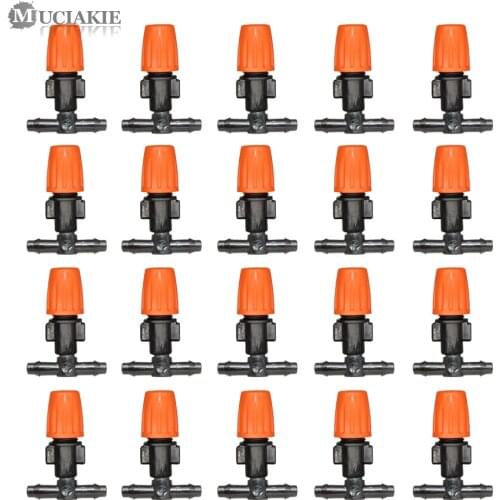 MUCIAKIE 20PCS Adjustable Misting Nozzle with Tee Joint for Garden Watering Irrigation Sprinkler for 4/7mm 1/4 inch Tubing Hose