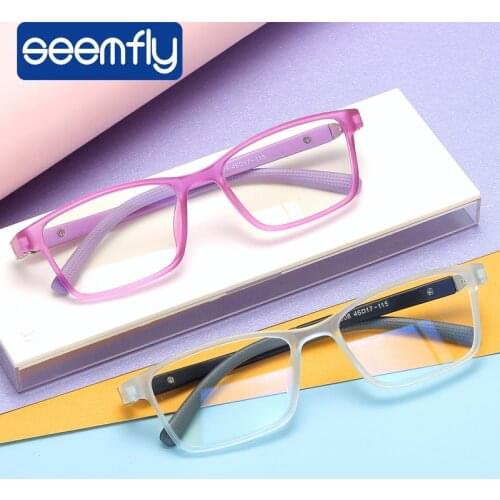 Seemfly Baby Square Glasses Frame anti-blue Light Goggles Vintage Ultra light Eyeglasses Boy Girl Computer Optical Lens Glasses
