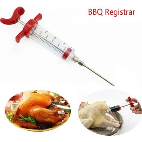 BBQ Meat Seasoning Syringe Stainless Steel Needle Cooking Turkey Tool Spice Syringe For Christmas Dinner Kitchen Accessories NEW