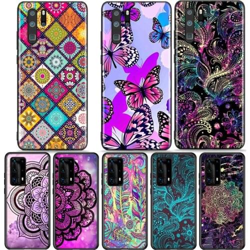 Water Flower Pattern Silicone Cover For Huawei P40 P30 P20 P10 P9 P8 Pro Plus Lite E Mini 2019 2017 Phone Case