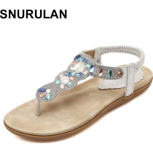 SNURULAN 2019 womens sandals with crystals; fashionable womens shoes; Summer beach womens shoes; Brand womens sandals