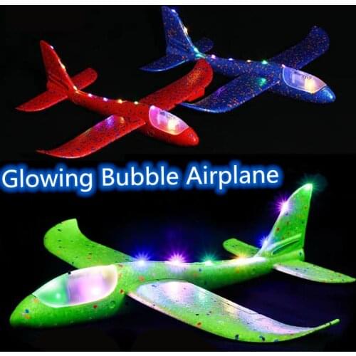LED Light Up Glider Foam Hand Throwing Airplanes toy Flight Mode Inertia Planes Model Aircraft Planes for Kids Outdoor Sport