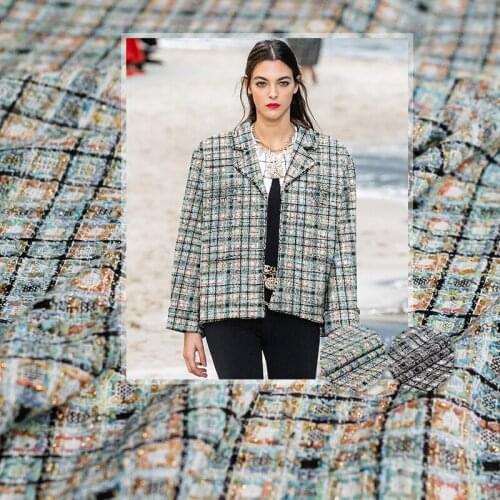 France Tweed Jacquard Plaid Fabrics Autumn Jacket Dress Suits Garment Materials The Sewing Cloth Meter Freeshipping