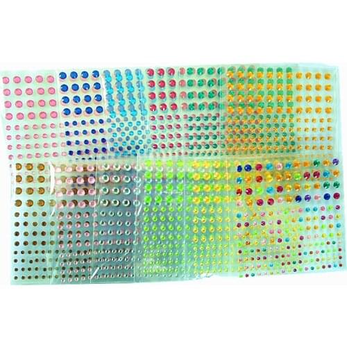 Party and Festival 12 color 3mm 4mm 5mm separate Acrylic Rhinestone DIY Sticker decoration Crystal Self Adhesive flat Stickers