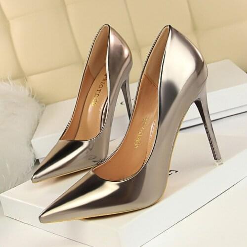 Women Pumps Shoes 7.5-10.5cm Female Heels Patent Leather Sexy High Heels for Ladies Shoes Party Office Shoes Bride Wedding Shoes