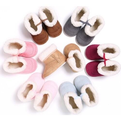 Winter Baby Warm Soft Soled Anti-slip Boots Newborn Solid Color Thicken Casual Shoes Boys Girls First Walkers Footwear NBB0120