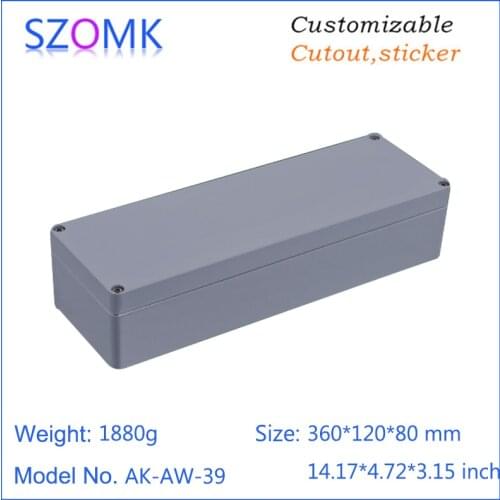 1 piece, 360*120*80mm szomk die cast aluminum enclosure electronics junction box IP66 waterproof amplifier device housing case