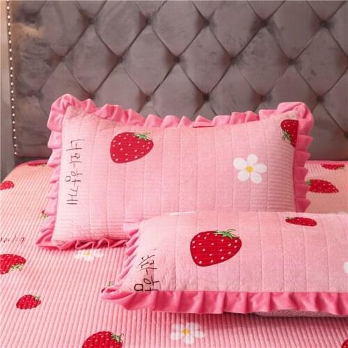 2pcs Velvet Quilted Pillowcase Winter Warm Soft Short Plush Pillow Cases 48X74cm Flannel Cute Pillowcases