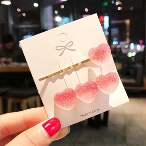 2PCS/Set New Women Girls Cute Colorful Heart Barrettes Sweet Hair Ornament Clips Hairpins Headband Fashion Hair Accessories