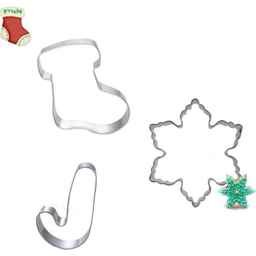 Hot 3pcs Press Icing Set Baking & Pastry Tools Christmas Cookie Kitchen Accessories Dessert Decoration Stainless Steel Fondant