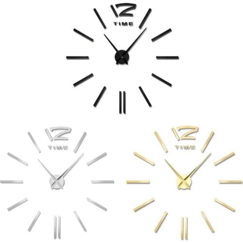 3D DIY Wall Clock Frameless Decorative Wall Clock Mute Mirror Surface Wall Stickers Clock