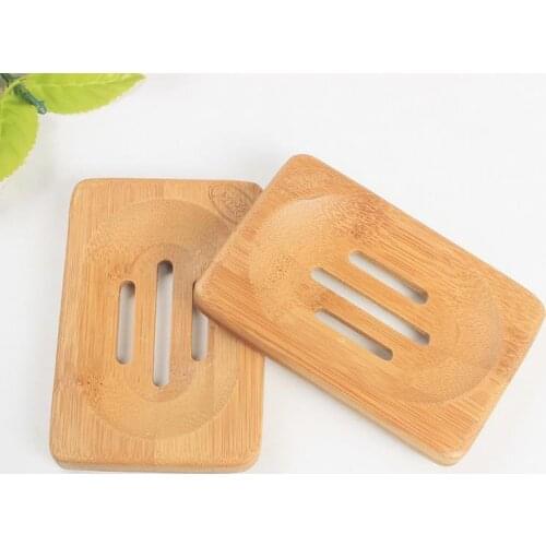 50PCS Natural Bamboo Wooden Soap Dish Wooden Soap Tray Holder Storage Soap Rack Plate Box Container for Bath Shower Bathroom