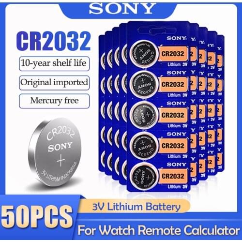 50PCS SONY CR2032 CR 2032 DL2032 ECR2032 BR2032 3V Lithium Battery For Watch Toy Calculator Car Remote Control Button Coin Cell