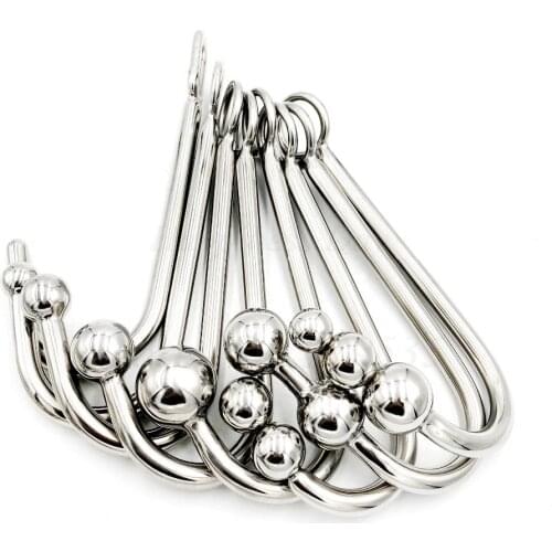 8 Size stainless steel anal hook with beads hole butt plug anus fart putty slave Prostate Massager BDSM sex toys for men women