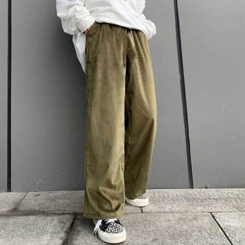 Men women trousers corduroy wide-leg pants autumn new old school fall style retro loose straight casual pants Simplicity neutral