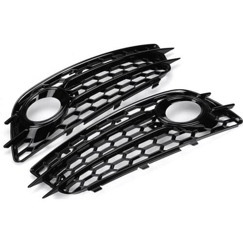 Black/Chrome Car Front Fog Light Grille Lamp Cover HONEYCOMB HEX Grille Grill For Audi A4 B8 S-Line S4 2008-2012 8K0807681C