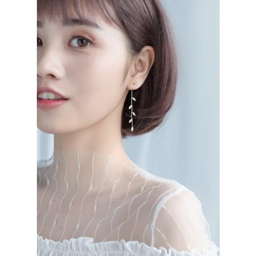 Colusiwei Leaf Chain Earrings for Women 925 Sterling Silver Planet Long Drop Earrings Elegant Wedding Jewelry Christmas Gift