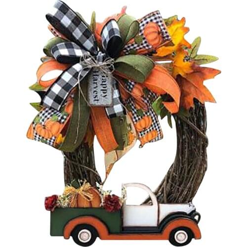 Halloween Garland Happy Halloween Decor Autumn Pumpkin Truck Stolen Goods Wreath Doorplate Home Decoration хеллоуин декор w3