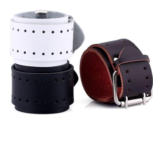 Double Layers Cow Leather Handmade Punk Genuine Leather Wrap Bracelets For Men Women Bracelets Wholesale