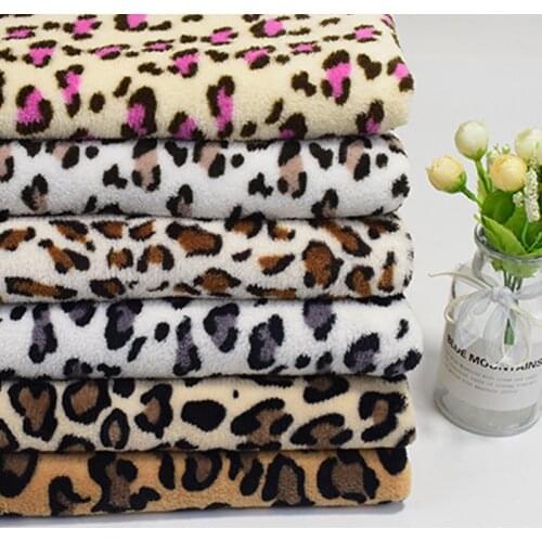 Flannel leopard print fabric plush Polyester diy Fleece fabric home clothing pajamas Handmade Sewing quilting Flannel cloth