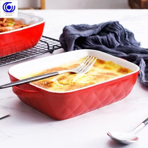 Creative Multicolor Ceramic Cheese Baking Pan Baking Pan Rectangular/Square Tray Western Oven Bowl High Temperature 600C
