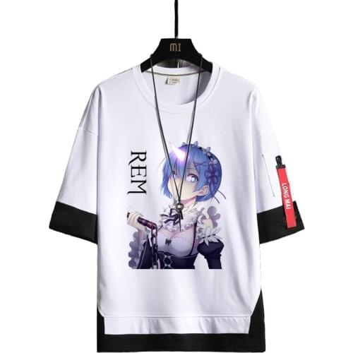 New Anime Re:Life in a different world from zero Rem Cosplay T-shirt Ram t shirt cotton Men Tees tops