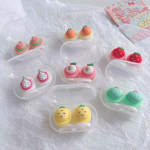 Candy Solid Color Women Portable Cute Contact Lenses Box Lens Case For Eyes Care Kitglasses Case Holder Container Gift