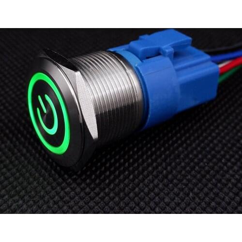 22mm Push Button Momentary Switch Latch LED PC Power Reset on off Big Waterproof Pushbutton Switch Fixation NC Color 12 24 220 V