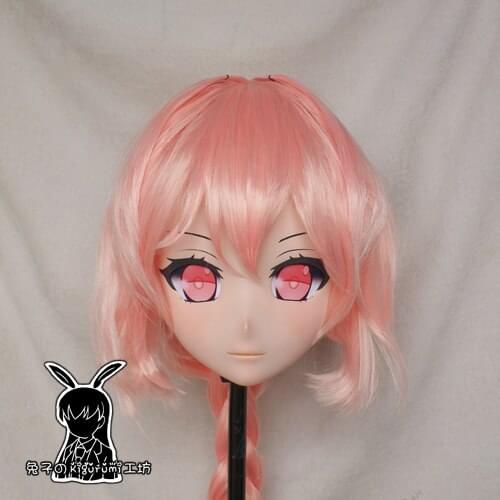 Rabbit 83) Resin Cross dress Pretty Girl Head BID Doll Mask Japanese Anime Kigurumi Mask Cosplay with Wig