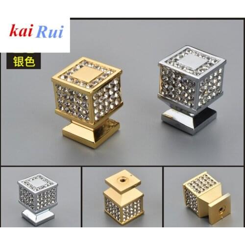 Brass 24K Gold Czech Crystal Cabinet Knobs and Handles Drawer Furnitures Cupboard Wardrobe Vintage Knobs Door Pull Handles