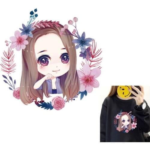 DIY Cartoon Girl Patches Vinyl Heat Transfer Patch Unicorn Girl Iron On Transfers On Clothes Thermal Transfer Press Applique