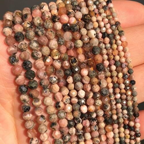 Natural Black Lace Rhodonite Stone Beads Faceted Gem Beads for Jewelry Making DIY Bracelet Earrings Accessories 15'' 2 3 4mm