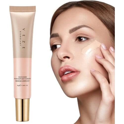 Nicotinamide Liquid Foundation Waterproof Delicate Moisturizing Concealer Long Lasting Hide Pores Natural Makeup Base Cream