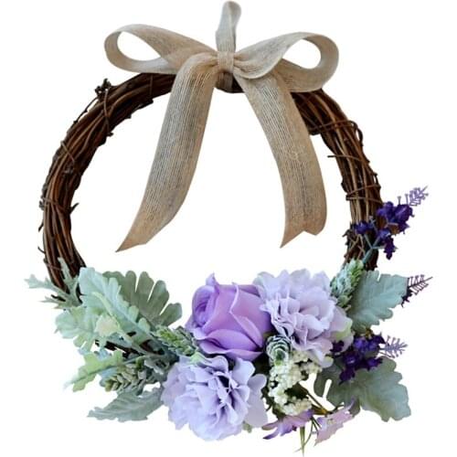 New Artificial Rose Flower Hydrangea Wreath Spring Wreath for Front Door Wedding Wall Window Party Garden Home Decor