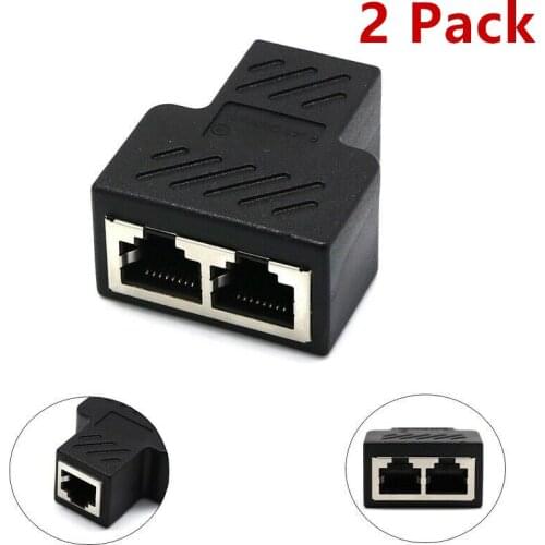 Wholesale 2 Pack RJ45 Splitter Adapter 1 to 2 Way Dual Female Port CAT5/CAT 6 LAN Ethernet Connector