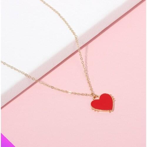 Red Heart Pendant Collar Necklace Fashion Romantic Girl Lady Jewelry Gift 2021 New