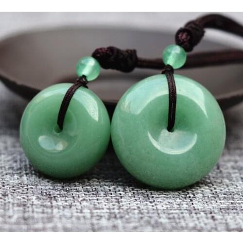 Natural Green DONGLING Jades Stone Pendant Necklace Round Peace Buckle loves Pendant Romantic Gift for Men Women fashion Jewelry
