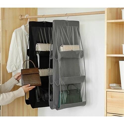 Handbag Hanging closet organizer transparent 6 Pockets Toy Door Wall storage bag organizador armario Hanging closet organizer