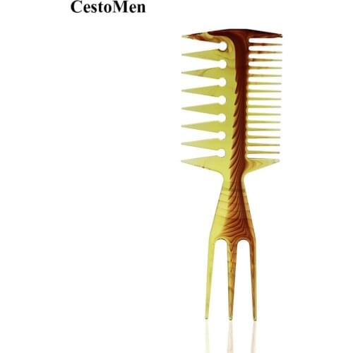 CestoMen Multi-functional Three-sided Hair Pick Afro Comb Oil Head Hairdressing Comb Pro Wide Tooth Men Styling Hair Salon Comb