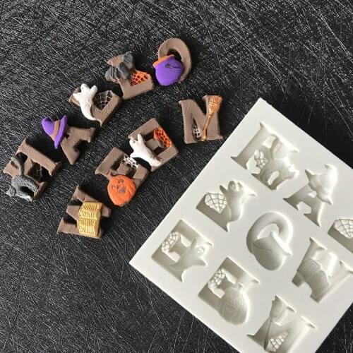 Sugarcraft Food-grade Hallowen Silicone Chocolate Mold English Letters Fondant Cake Decorating Tools Silicone Cake Tools