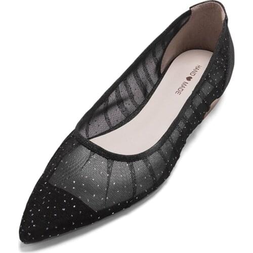 Flat Women Shoes Comfortable Breathable Mesh Fabric Fashion Design Casual Pointed Toe Womens Shoes For Summer Autumn Size 33-40