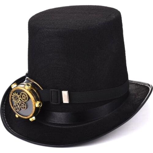 Victorian Steampunk Top Hat Goggles Industrial Gears Glass Costume Punk Gothic Hats Accessories