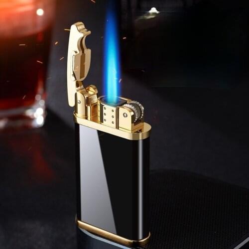 Straight Into The Lighter Windproof Metal Inflatable Blue Flame Smoking Accessories Encendedores Briquet Tempete Gifts for Men