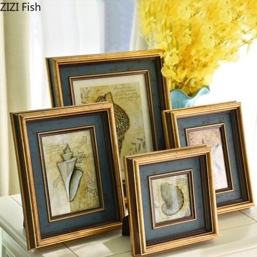 6/7/10 Inch Vintage Photo Frame Ornaments Nightstand Desk Decoration Bronzing Antique Picture Frames American Rustic Home Decor