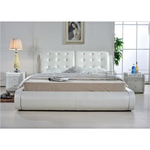 High quality factory price royal large king size Genuine leather soft bed bedroom furniture soft bed 0826