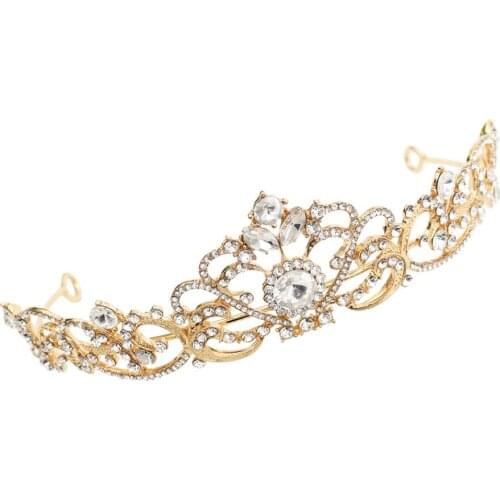 Girl Baroque Gold Forehead Jewelry Hair Princess Pageant Hair Band Crown & Tiara Bridal Headpiece Wedding Hair Accessories