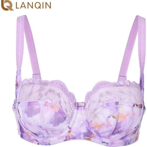 Womens Floral Lace Balconette Bra Non Padded Plus Size Bras Underwire Bralette